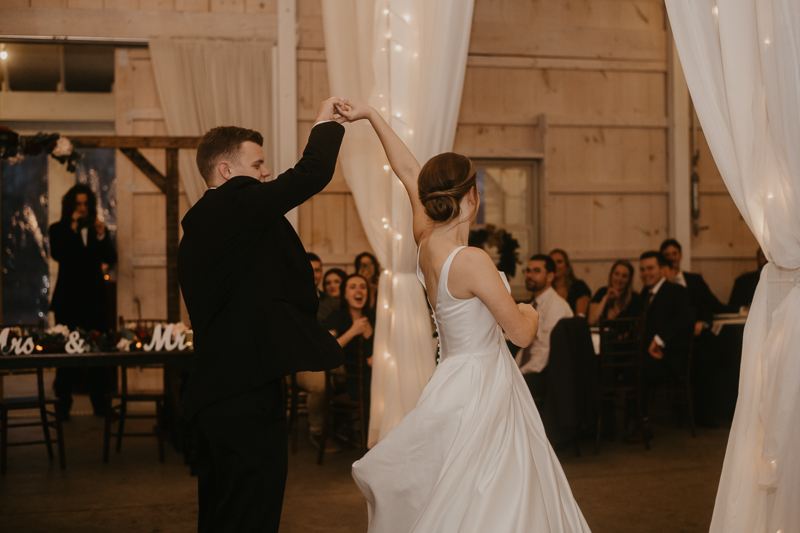 A fun wedding reception at Kylan Barn in Delmar, Maryland by Britney Clause Photography