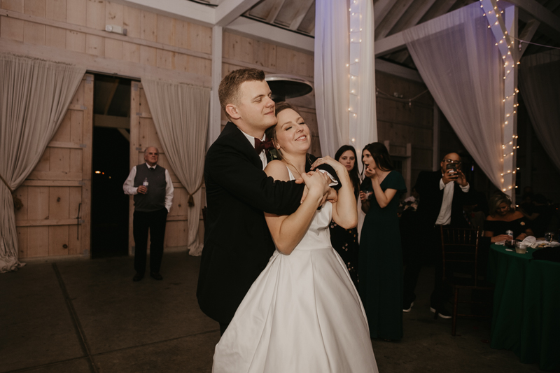 A fun wedding reception at Kylan Barn in Delmar, Maryland by Britney Clause Photography