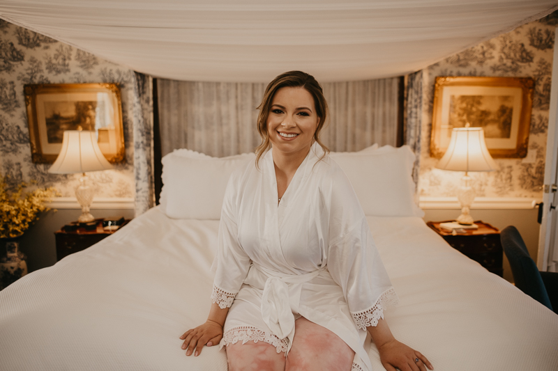 A bride getting ready for her wedding at Antrim 1844 in Taneytown, Maryland by Britney Clause Photography