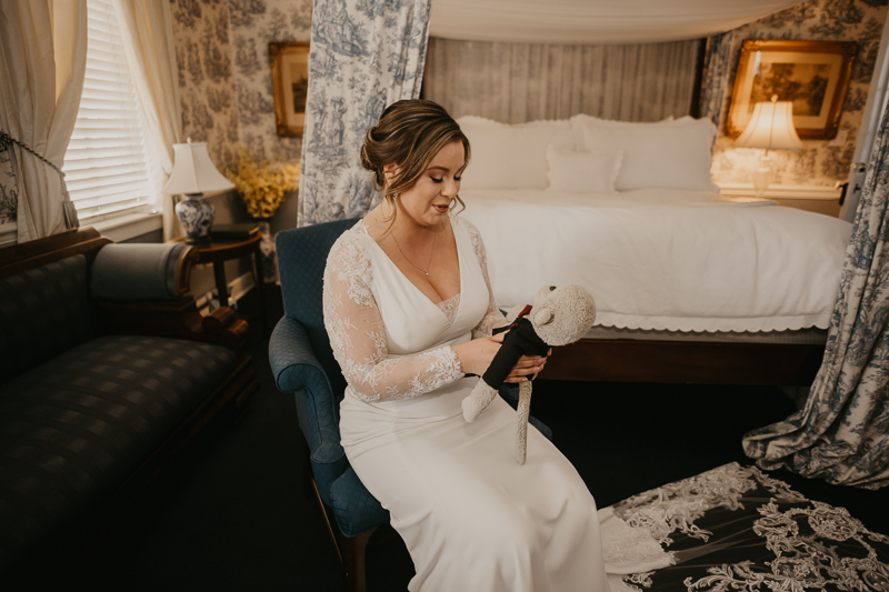 A bride getting ready for her wedding at Antrim 1844 in Taneytown, Maryland by Britney Clause Photography