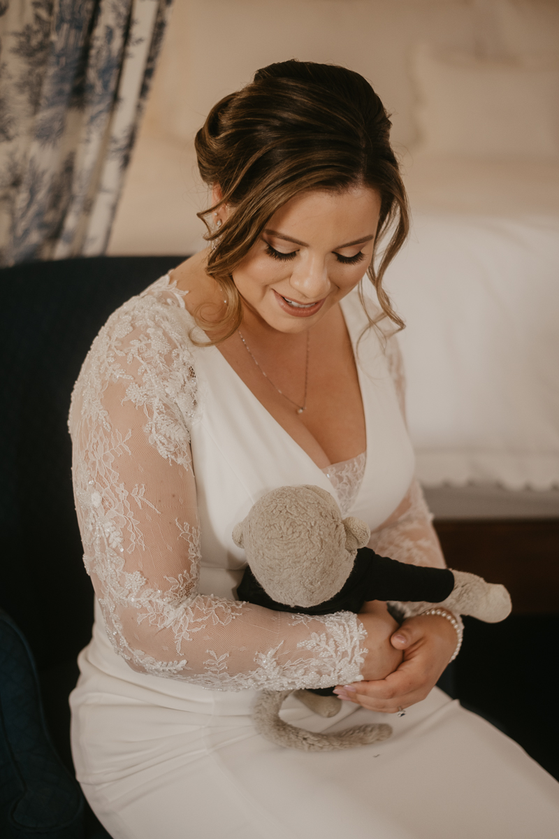 A bride getting ready for her wedding at Antrim 1844 in Taneytown, Maryland by Britney Clause Photography