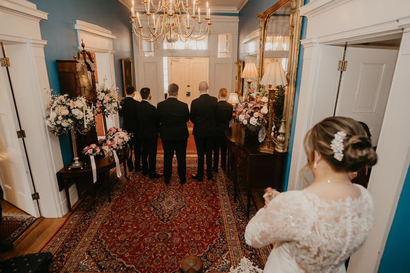 A fun first look where the bride ices the groomsmen at Antrim 1844 in Taneytown, Maryland by Britney Clause Photography