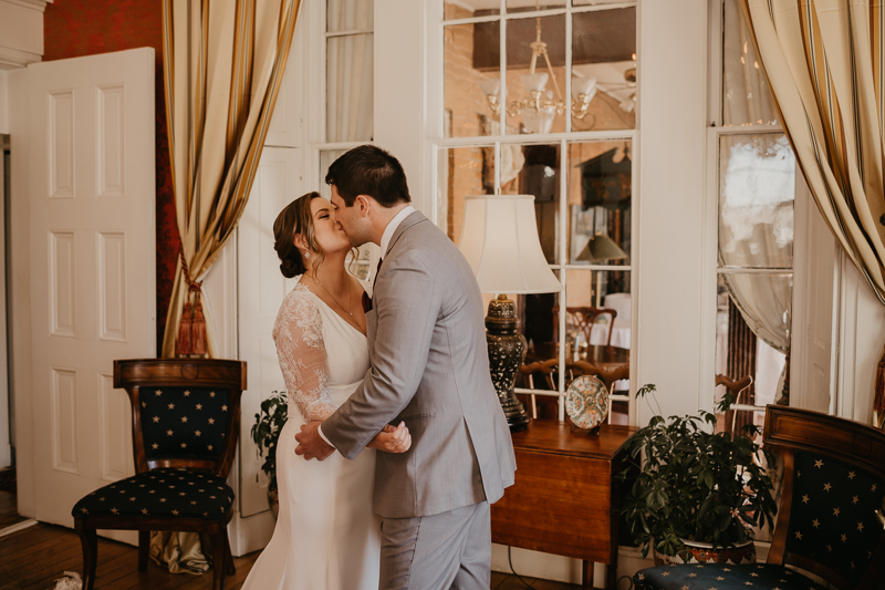 Gorgeous wedding portraits of the bride and groom at Antrim 1844 in Taneytown, Maryland by Britney Clause Photography