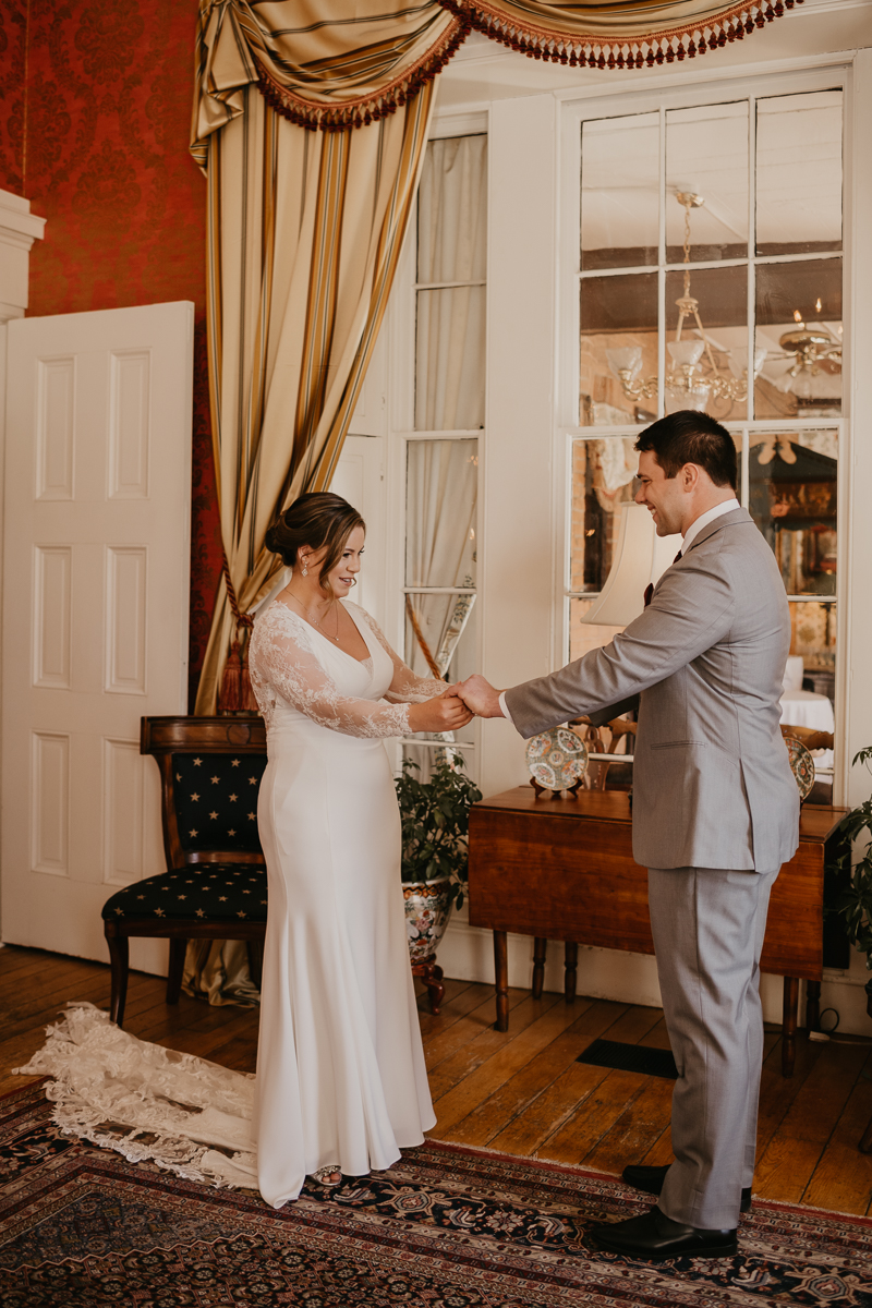 Gorgeous wedding portraits of the bride and groom at Antrim 1844 in Taneytown, Maryland by Britney Clause Photography