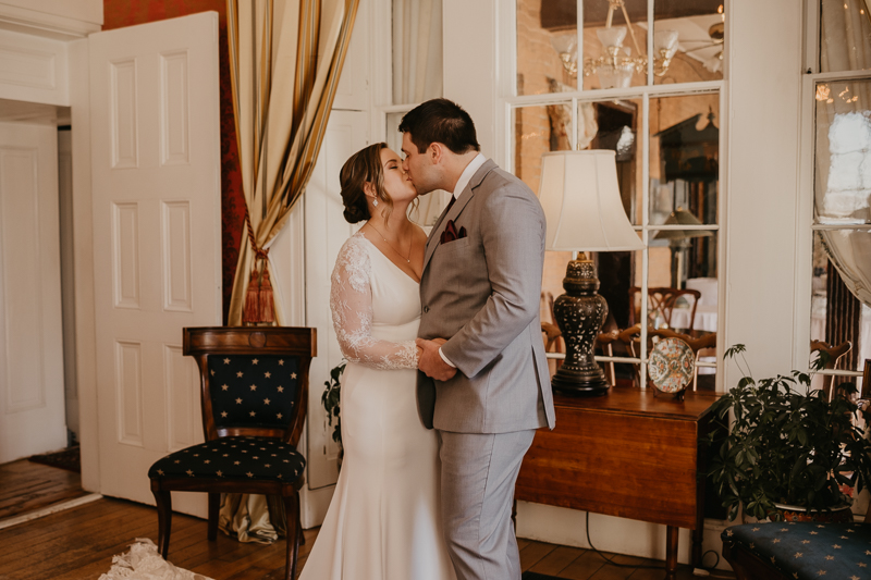 Gorgeous wedding portraits of the bride and groom at Antrim 1844 in Taneytown, Maryland by Britney Clause Photography