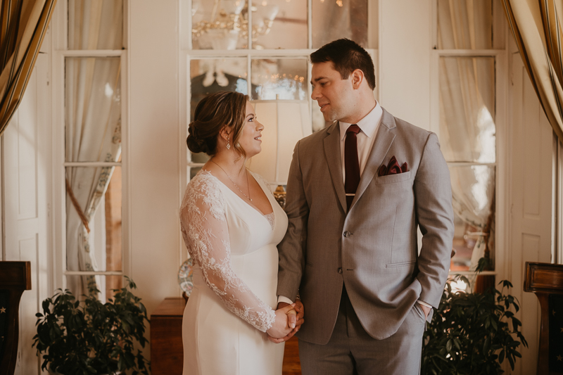 Gorgeous wedding portraits of the bride and groom at Antrim 1844 in Taneytown, Maryland by Britney Clause Photography