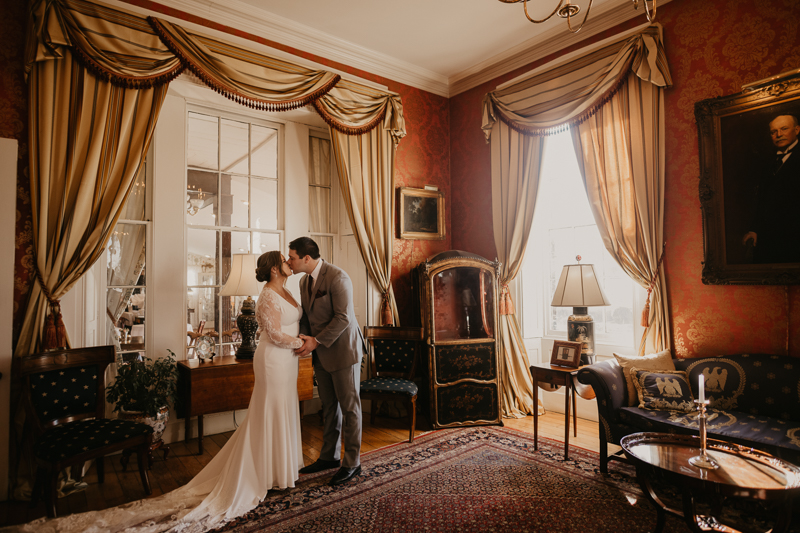 Gorgeous wedding portraits of the bride and groom at Antrim 1844 in Taneytown, Maryland by Britney Clause Photography