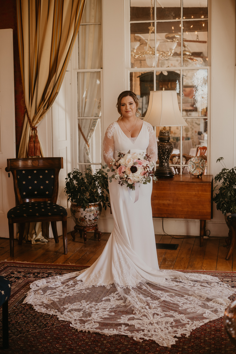 Gorgeous wedding portraits of the bride and groom at Antrim 1844 in Taneytown, Maryland by Britney Clause Photography