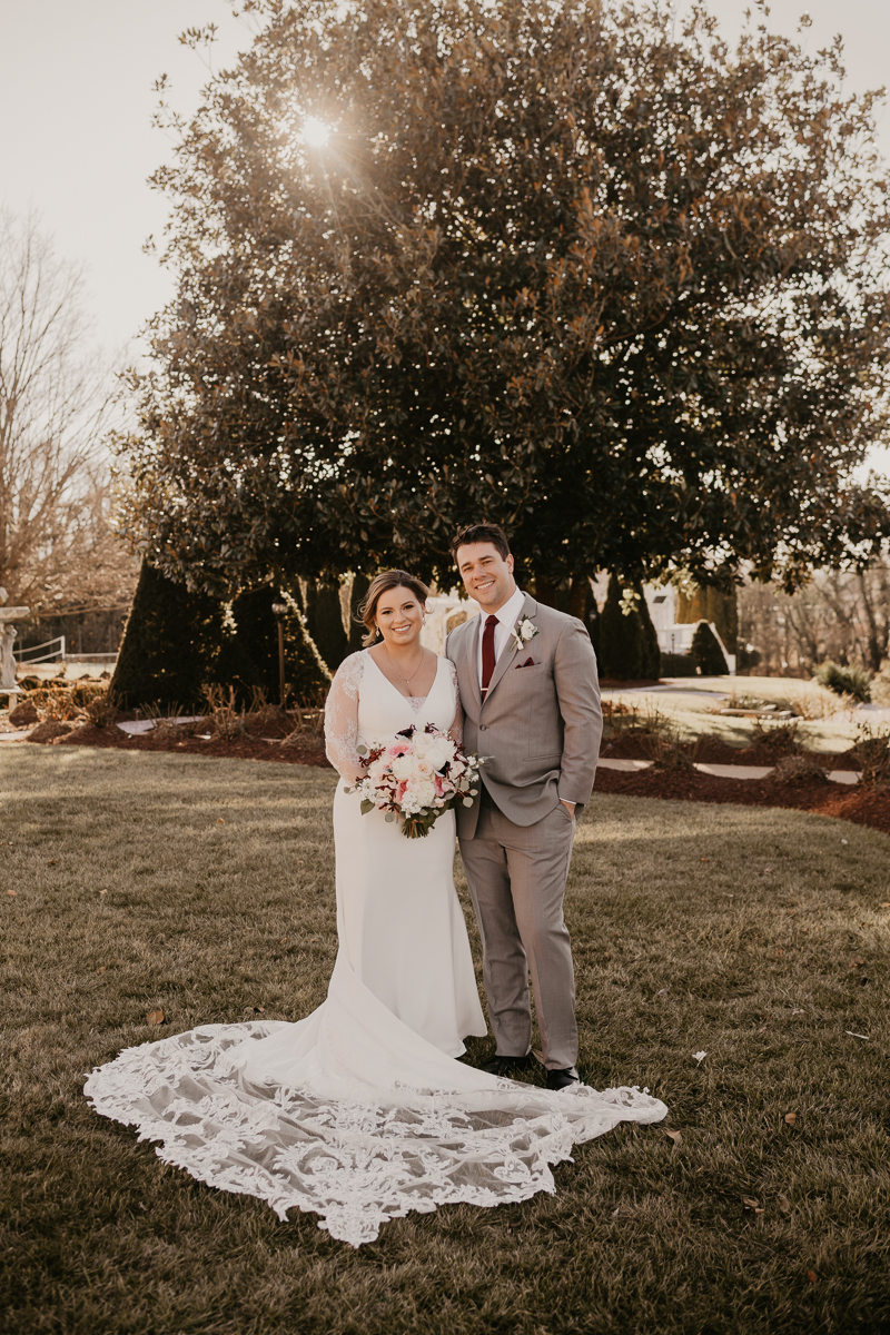 Gorgeous wedding portraits of the bride and groom at Antrim 1844 in Taneytown, Maryland by Britney Clause Photography