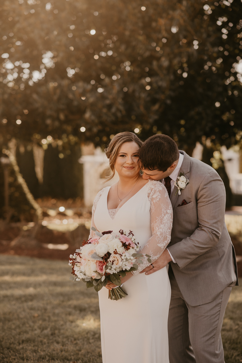 Gorgeous wedding portraits of the bride and groom at Antrim 1844 in Taneytown, Maryland by Britney Clause Photography