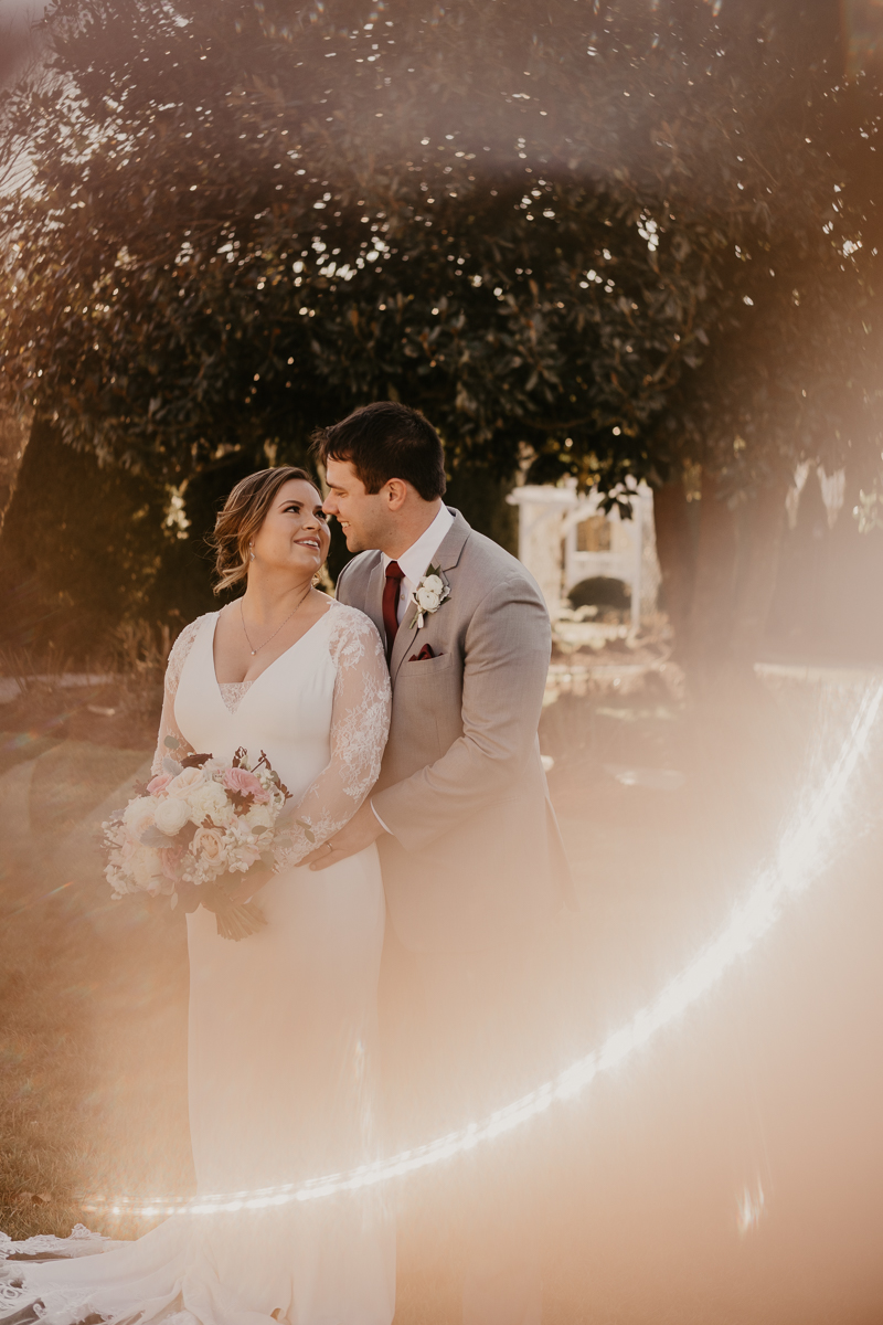 Gorgeous wedding portraits of the bride and groom at Antrim 1844 in Taneytown, Maryland by Britney Clause Photography