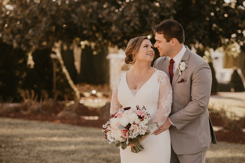 Gorgeous wedding portraits of the bride and groom at Antrim 1844 in Taneytown, Maryland by Britney Clause Photography