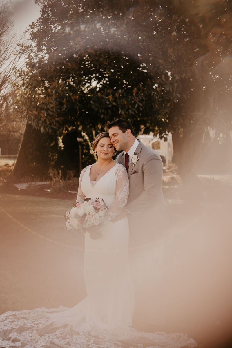 Gorgeous wedding portraits of the bride and groom at Antrim 1844 in Taneytown, Maryland by Britney Clause Photography