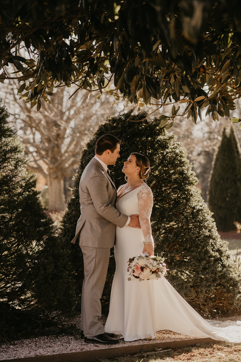 Gorgeous wedding portraits of the bride and groom at Antrim 1844 in Taneytown, Maryland by Britney Clause Photography