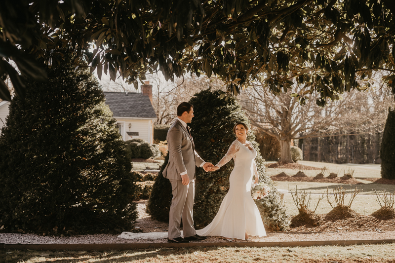 Gorgeous wedding portraits of the bride and groom at Antrim 1844 in Taneytown, Maryland by Britney Clause Photography