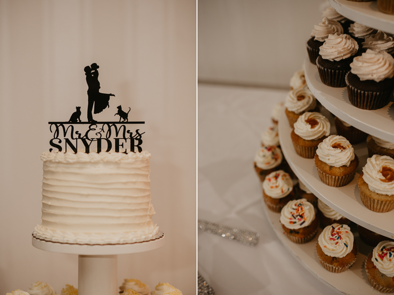 A tasty cupcake tower by Midnight Confections Cupcakery at Antrim 1844 in Taneytown, Maryland by Britney Clause Photography