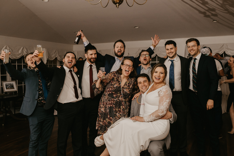 A lively wedding dance floor by Dance Masters Entertainment at Antrim 1844 in Taneytown, Maryland by Britney Clause Photography